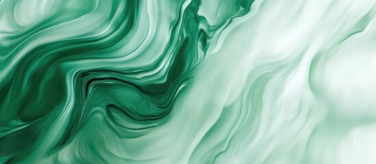 Obraz premium Swirling green ink patterns in water, creating smooth transitions against a light background, ideal for text overlay and calming effects.