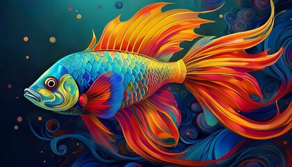 Fototapeta premium colorful fish with vibrant fins and bright body