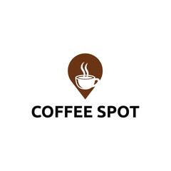 Pin location and coffee logo design illustration