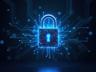 High-resolution digital lock symbolizing cybersecurity in the context of cryptocurrency technology and blockchain innovation