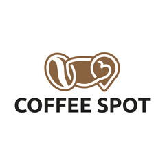 Pin location and coffee logo design illustration