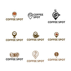 Pin location and coffee logo design illustration