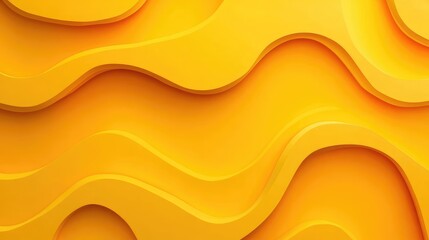 Abstract yellow waves background with layered paper cut design and ample copy space for text placement