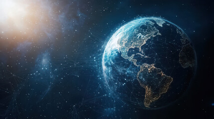 Fototapeta premium Futuristic digital earth with glowing connections in space