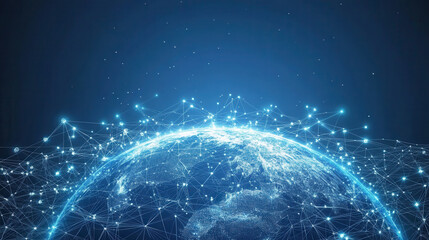 Futuristic digital earth with glowing connections and networks