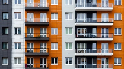 Obraz premium Facade of a very large block of flats with apartments