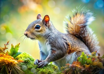 Obraz premium Gray Squirrel Double Exposure Photography AI Art, Nature, Wildlife, Animals, Photorealistic, Surreal, Abstract, Creative, Digital Art, Beautiful, Elegant, Stunning, Imaginative, Fantasy, Intr
