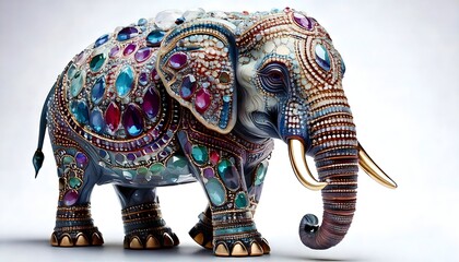 Majestic Elephant Featuring Ornate Gemstone Patterns