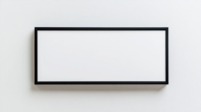 white rectangle sign with a black frame hanging on the wall