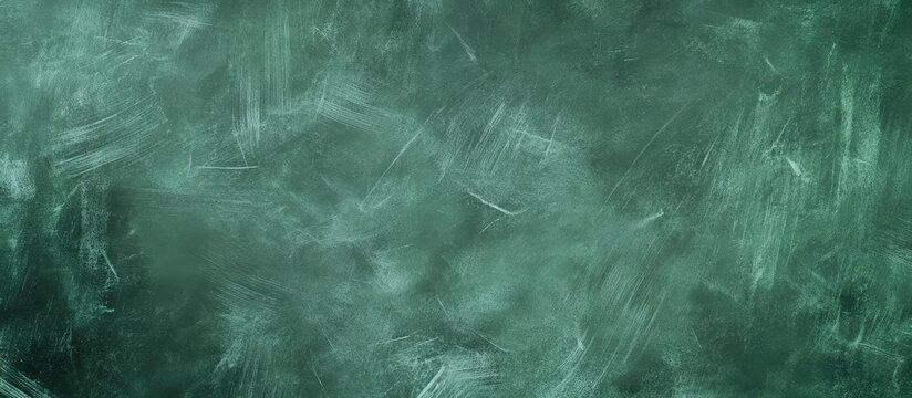 Green Chalkboard Background with Classroom Supplies and Blank Space for Text Overlay in Educational Setting, Dark Green Tones, Abstract Texture