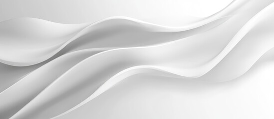 Naklejka premium Smooth flowing white fabric texture with soft waves and creases, ideal for backgrounds and design elements, featuring ample copy space.