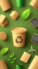recycle bin with green leaves