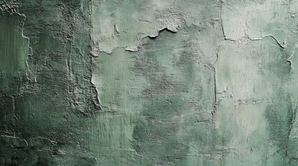 Obraz premium Textured grayish green concrete wall surface with an artistic distressed finish suitable for backgrounds and design projects.