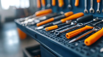 Fototapeta premium Fully Equipped Mechanic's Toolbox with Essential Tire Maintenance Tools