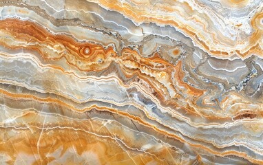 A stunning display of marble strata with a fusion of orange and grey layers. This geological wonder shows the beauty of sedimentary layers over time.