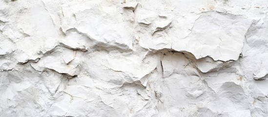 Fototapeta premium White cracked wall texture with irregular surface and layered peeling paint suitable for background design Copy Space