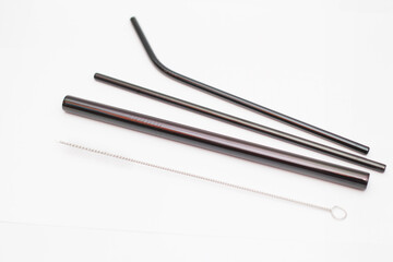 straight and bent black straws