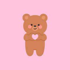 Adorable Bear Making a Heart Shape with Its Hands