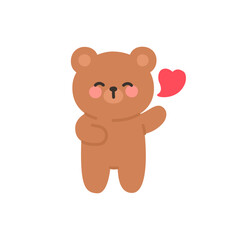 Brown Bear Blowing a Heart Kiss in a Minimal Valentine