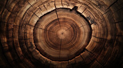 Wooden cross-section showing tree rings with detailed texture and natural patterns Copy Space
