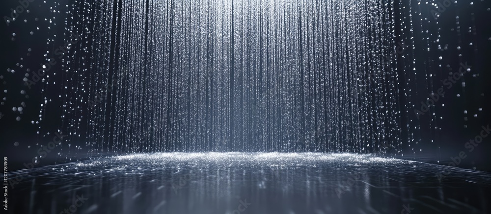 Aufkleber abstract water droplets falling with illuminated background creating a dynamic effect and copy space