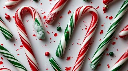 seamless of Red and white candy canes on background,Smashed candy cane for the Christmas concept,Christmas stick,Traditional xmas candy with red,green,white stripes,menu,banner ho