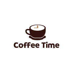 Simple coffee time flat logo illustration.