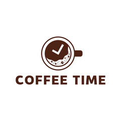 Simple coffee time flat logo illustration.