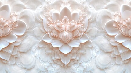 Elegant 3D Floral Design with Soft Pastel Colors and Intricate Texture