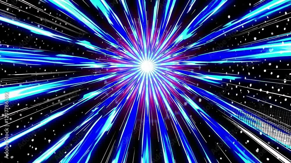 Fototapete Colorful animation showcasing dynamic light patterns in an abstract space environment