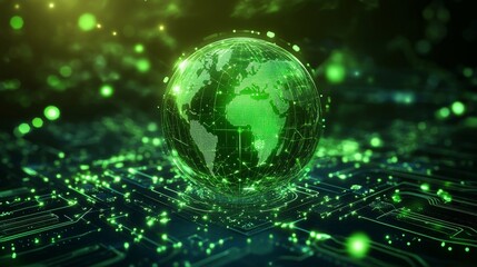 Obraz premium Illuminating the Path to a Green Future with AI-Powered Eco Circuits and Renewable Energy