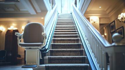 Obraz premium Stairlift in Elegant Mansion: Accessibility and Luxury Combined