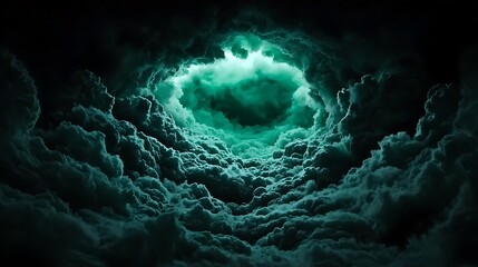 Obraz premium Dark clouds, glowing hole, night sky, ominous background, fantasy art
