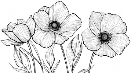 Elegant Black Floral Line Art for Stylish Decor