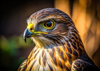 Hawk in Shadows - Documentary Photography AI Art, Wildlife, Bird of Prey, Nature