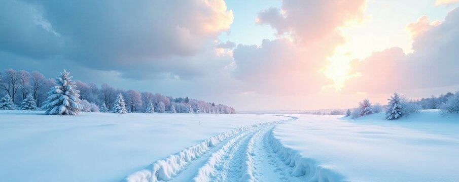 Frozen landscape, stark white expanse of snow under a wintry sky, pattern, abstract, monochrome