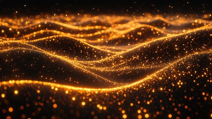 Obraz premium Golden Particle Waves: Abstract Background Texture