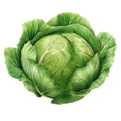 Obraz premium illustration of a fresh, whole green cabbage