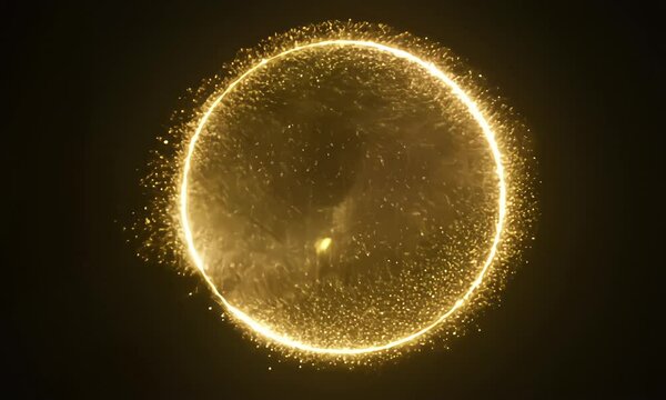gold neon light animation moving in circle shape