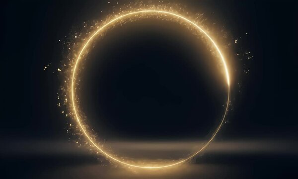 gold neon light animation moving in circle shape