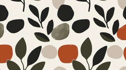 Fototapeta premium Abstract Autumnal Botanical Print: Earthy Tones and Organic Shapes