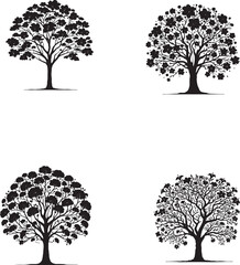 Beautiful Tabebuia Silhouettes Vector Set - Detailed Botanical & Seasonal Designs