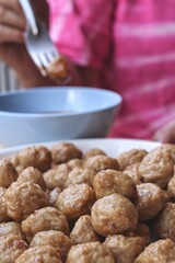 Close up of meatballs homemade