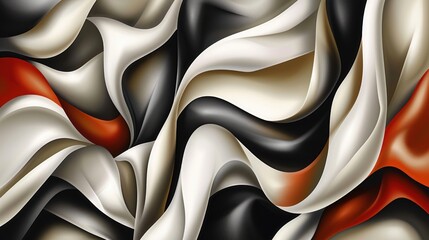 Abstract Swirling Colors: A Symphony of Cream, Black, and Red