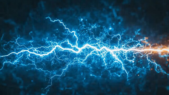 Stunning Blue & Orange Electric Lightning Bolt Background Image