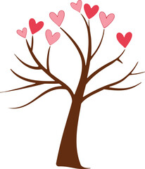  Heart Tree with Love Branches - Romantic Vector Illustration