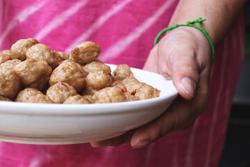 Close up of meatballs homemade