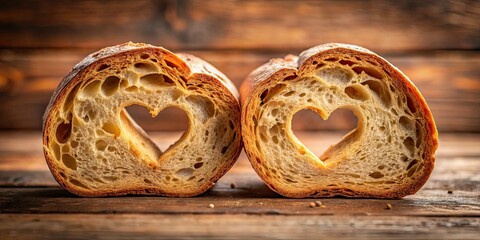 Heart Shaped Bread Slices Food Photography, Delicious Bakery, Artisan Bread