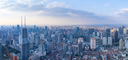 Obraz premium Aerial View of The Bund in Shanghai