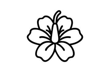 Elegant Hibiscus Flower Silhouette Icon on White Background